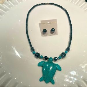 Turquoise turtle necklace.